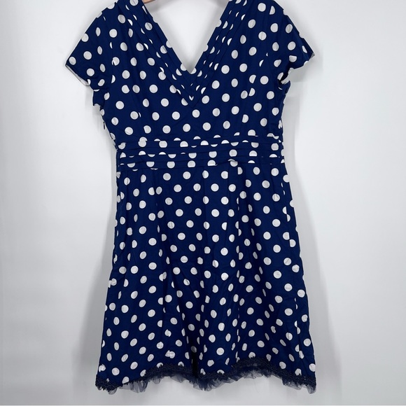 Boden Vibrant Blue Polka Dot Knee Length Dress - Picture 6 of 8